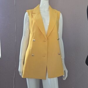 French Connection Yellow Double-Breasted Vest